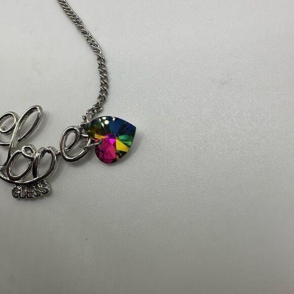 2/$20 Guess Silver Love Bracelet with Iridescent Heart Charm - Picture 3 of 6